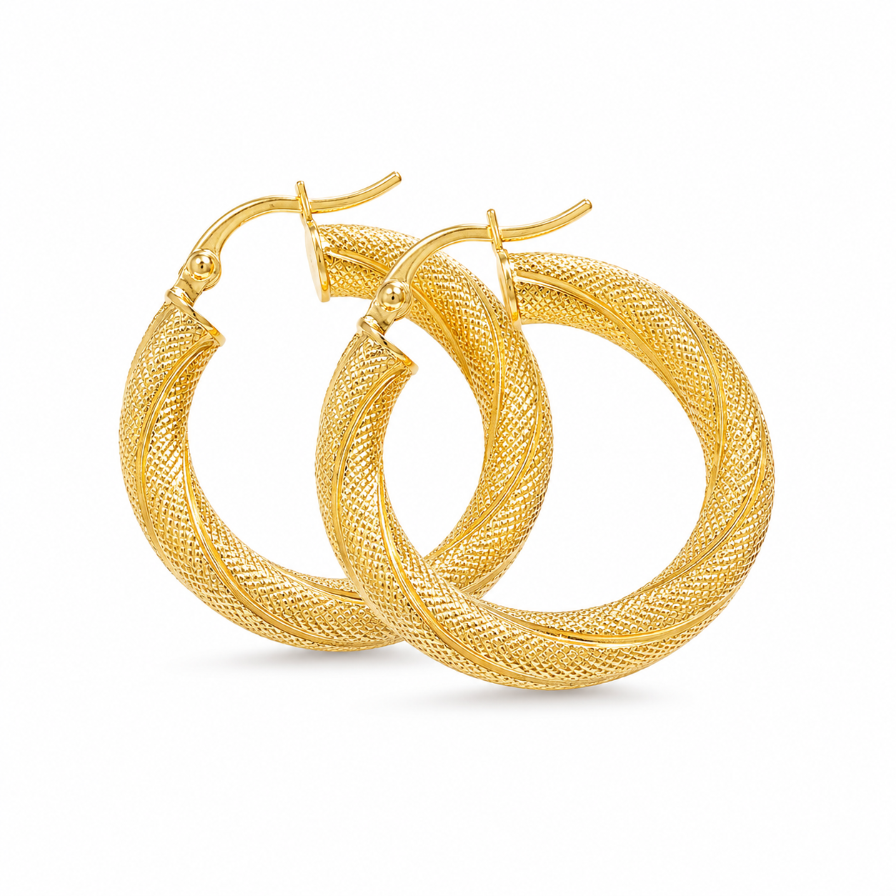 18K Gold Twisted Hoop Earrings