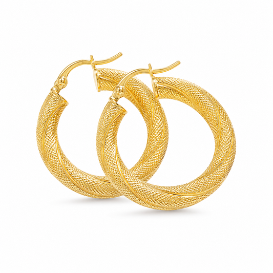 18K Gold Twisted Hoop Earrings