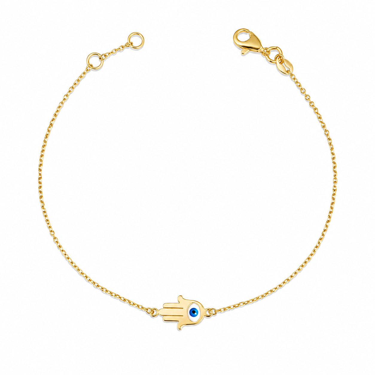 18K Gold Hamsa Bracelet with Evil Eye – Protection & Elegance