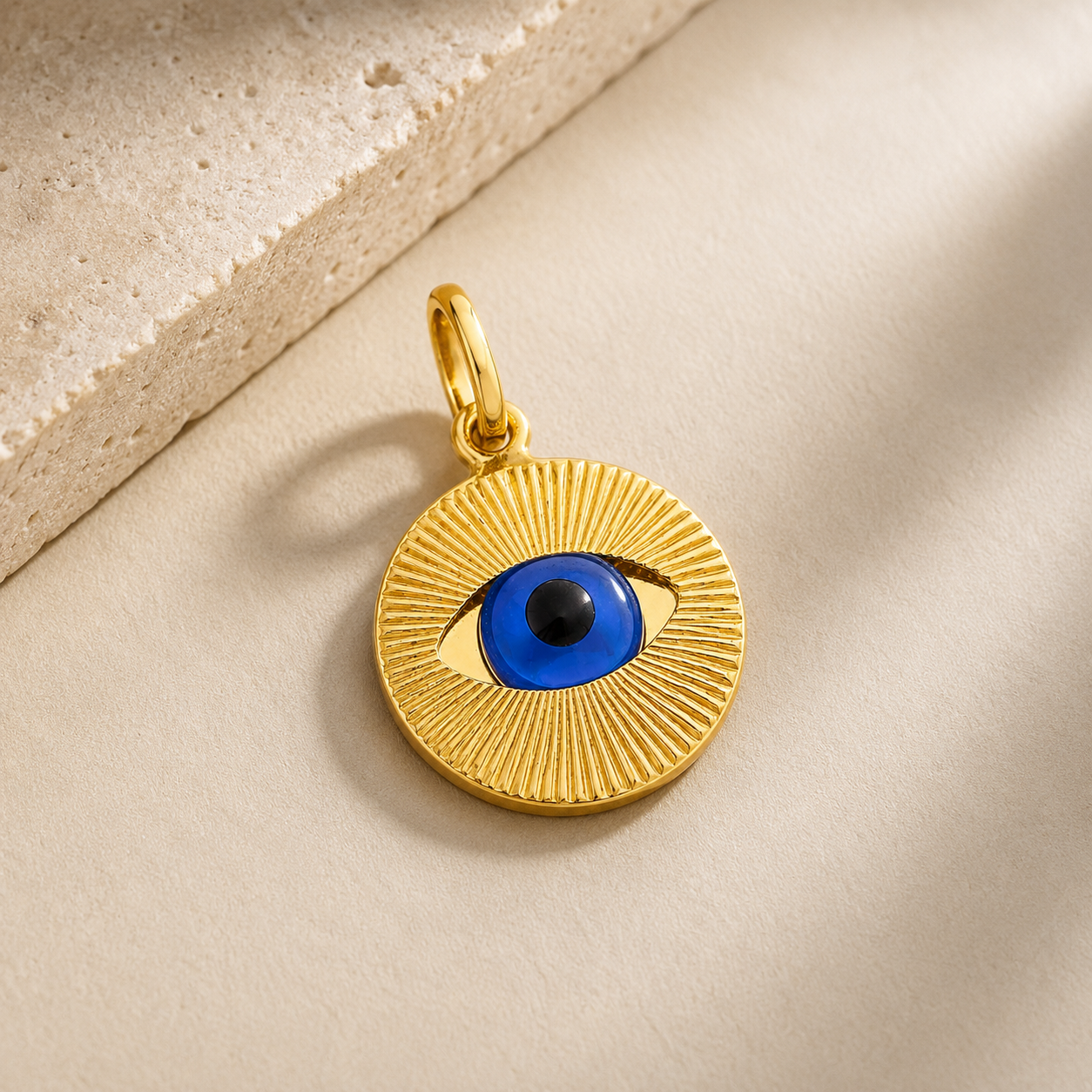 8K Gold Turkish Evil Eye Pendant – Symbol of Protection & Good Fortune