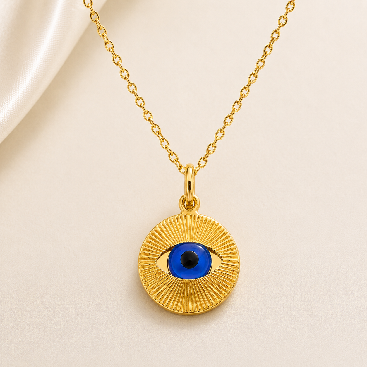 8K Gold Turkish Evil Eye Pendant – Symbol of Protection & Good Fortune
